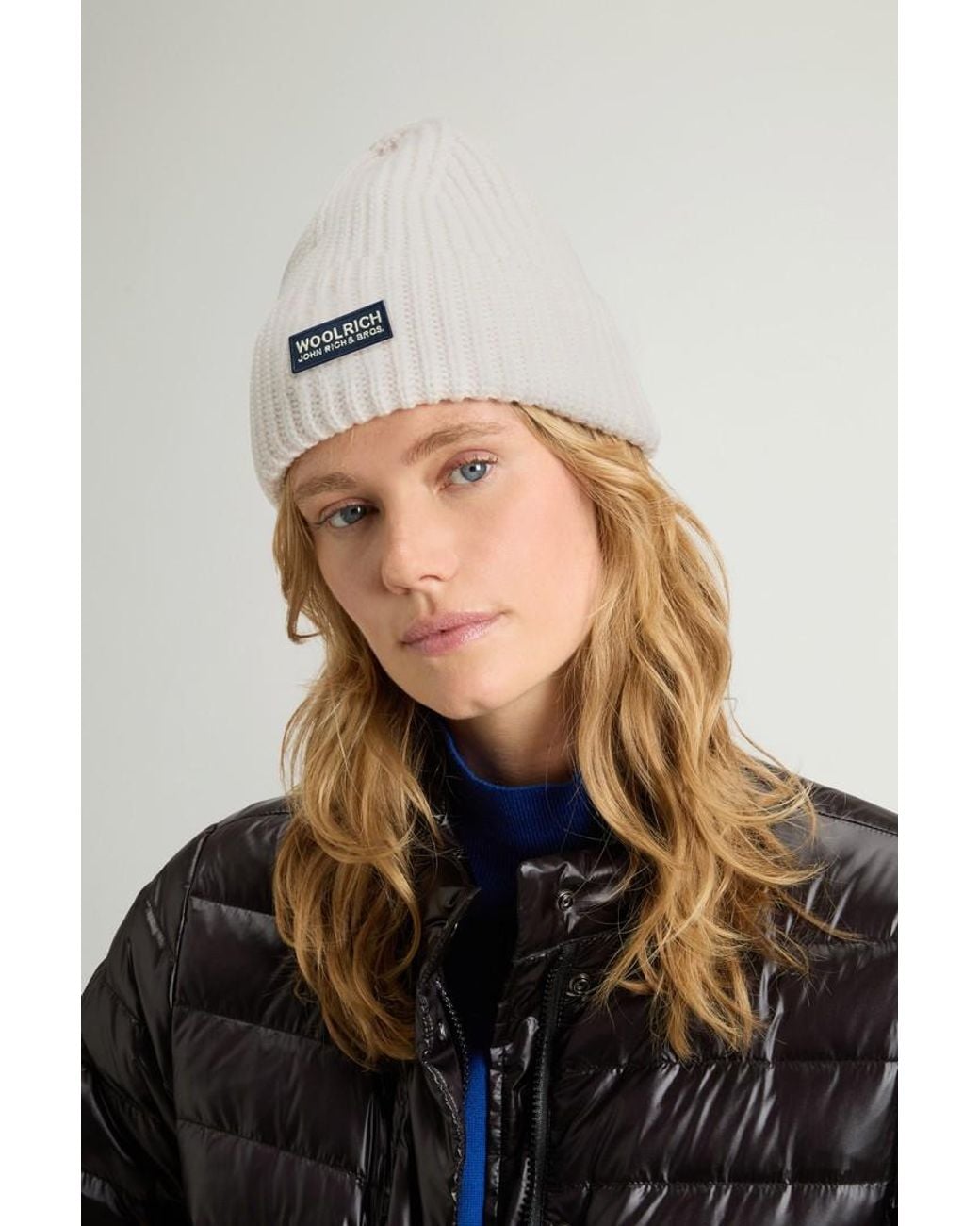 Gorro De Pura Lana Virgen Merina Acanalada Para Mujer Talla Woolrich de color Natural
