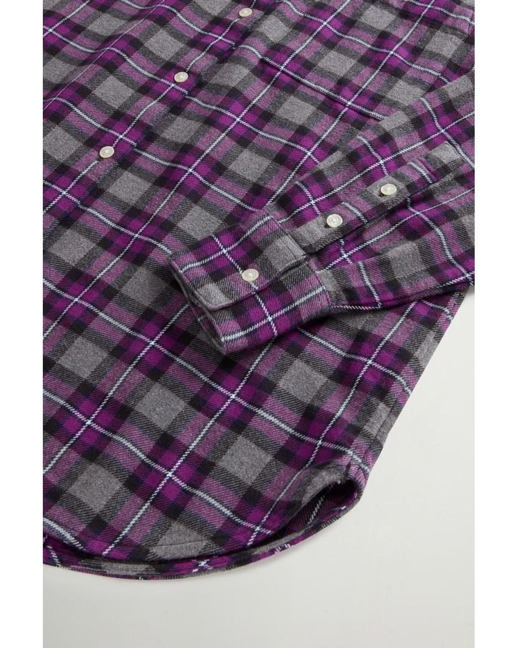 Camisa A Cuadros De Franela De Puro Algodón Para Mujer Talla Woolrich de color Purple