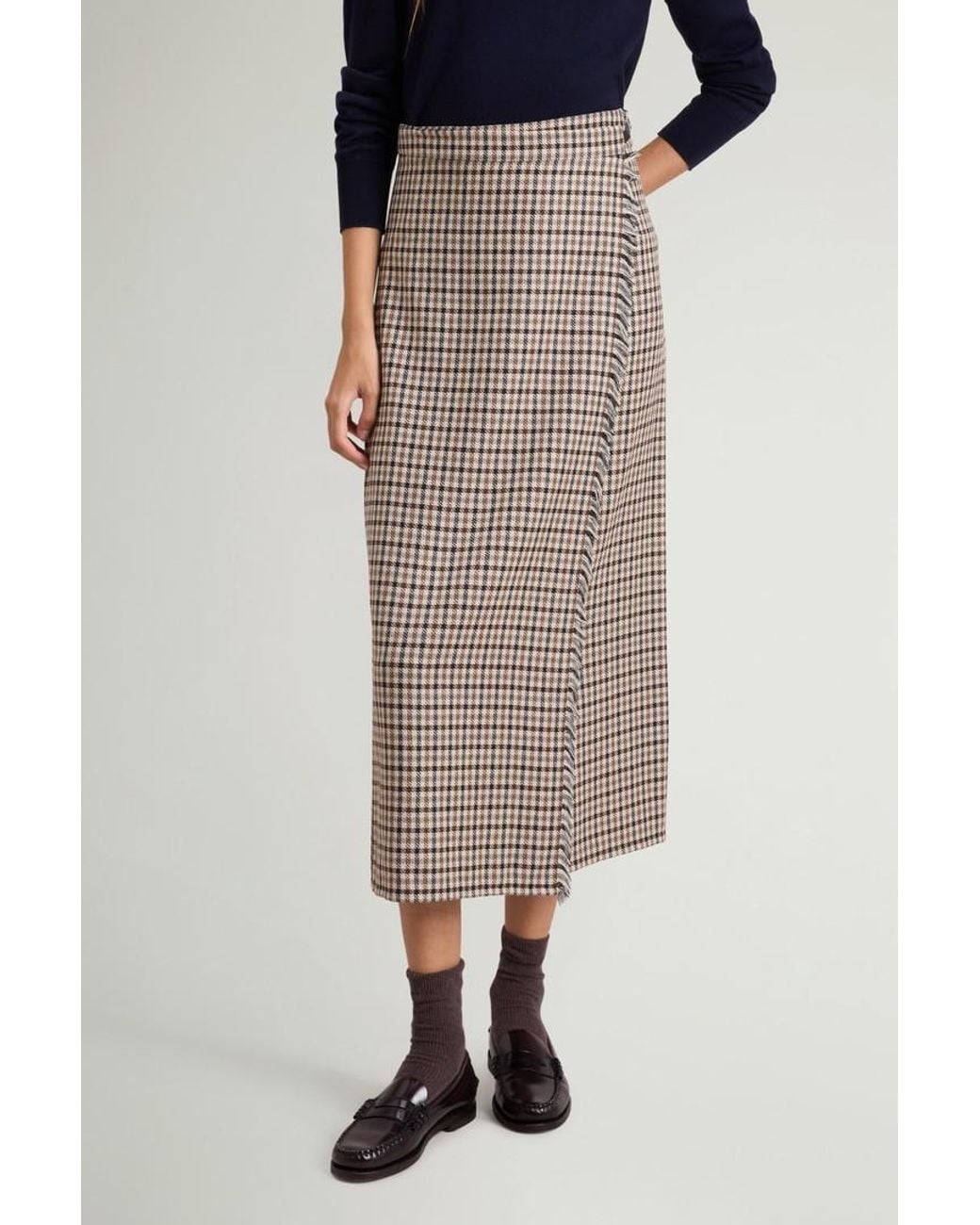 Falda A Cuadros De Mezcla De Lana Para Mujer Talla Woolrich de color Natural