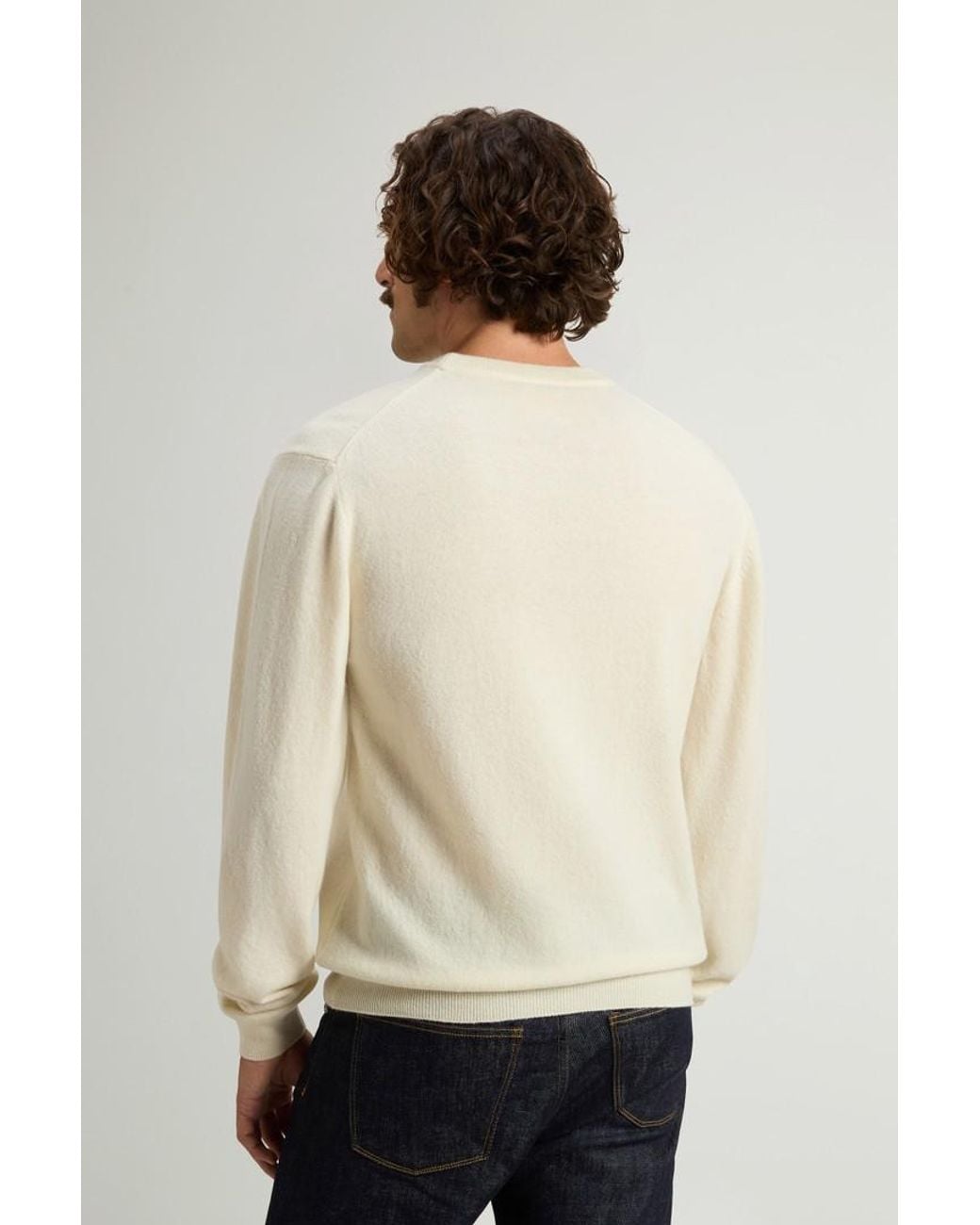 Jersey De Cuello Redondo De Pura Lana Virgen Para Hombre Talla Woolrich de hombre de color Natural
