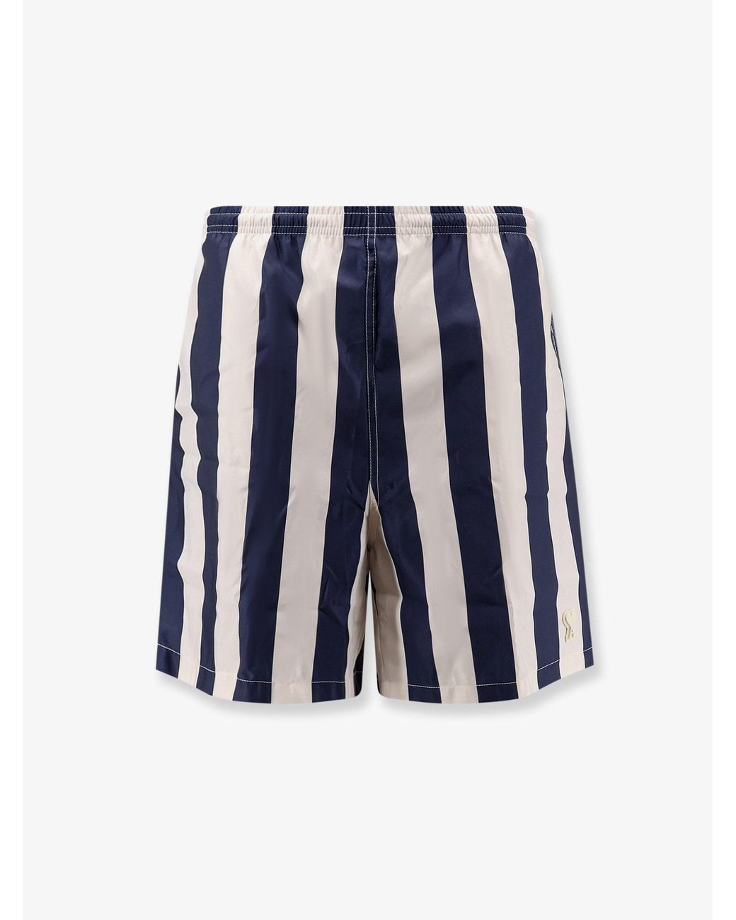 AMI Blue Nylon Swim Shorts With Striped Pattern for men