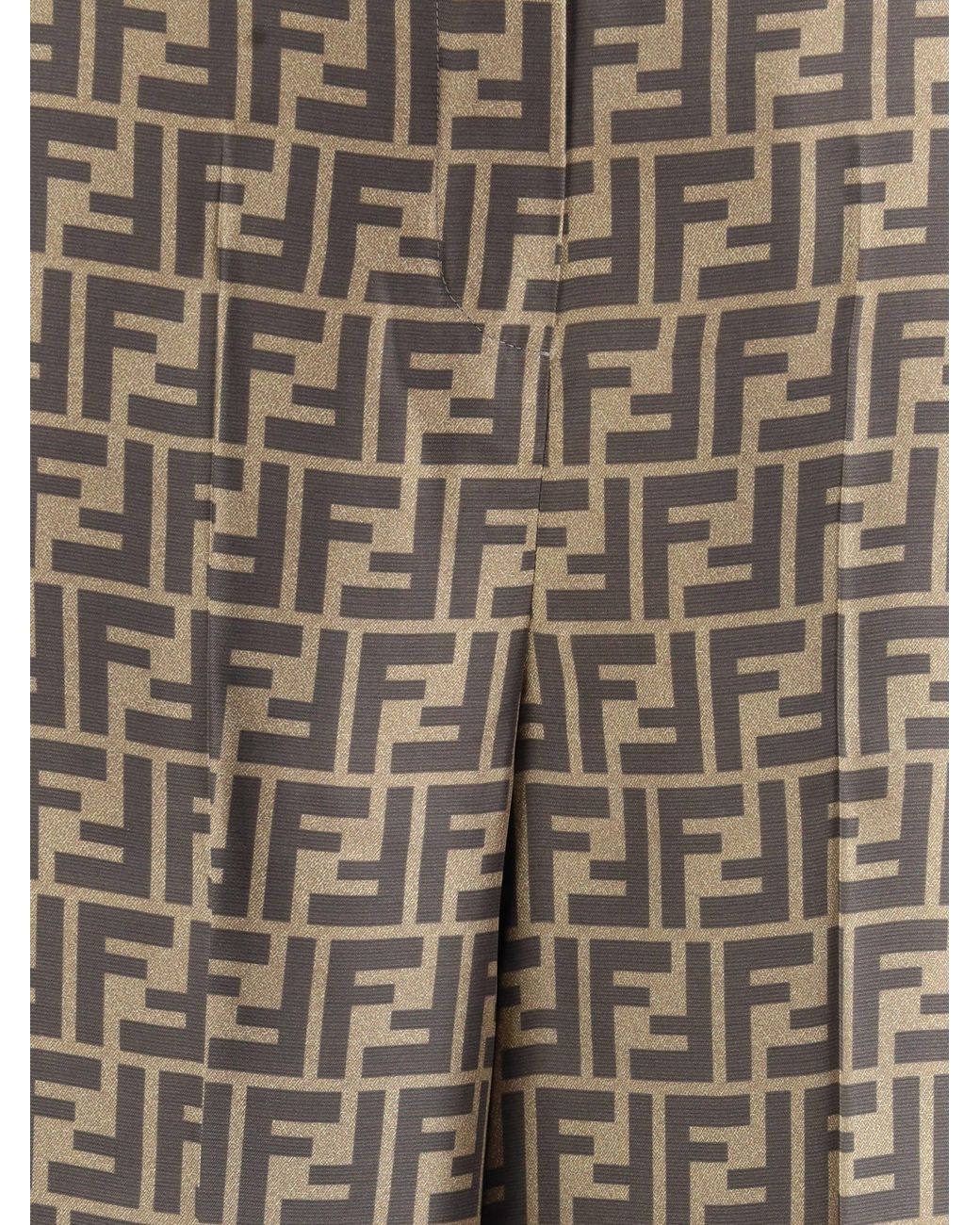 Fendi Natural Monogram Pattern Silk Pants