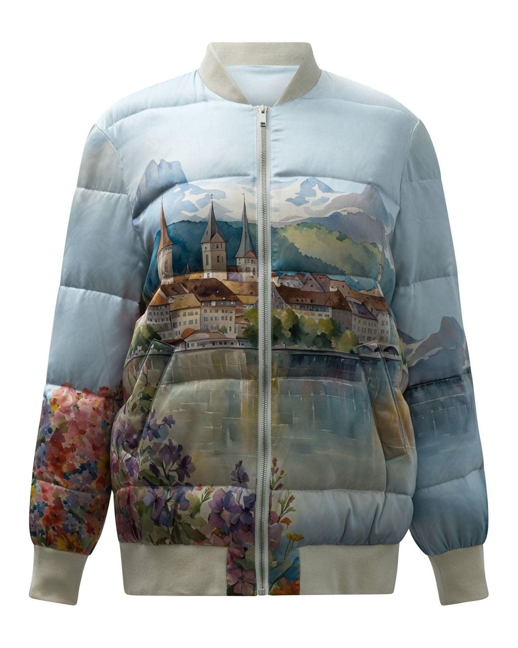 SLEEP NO MORE Gray "Luzern" Bomber Jacket