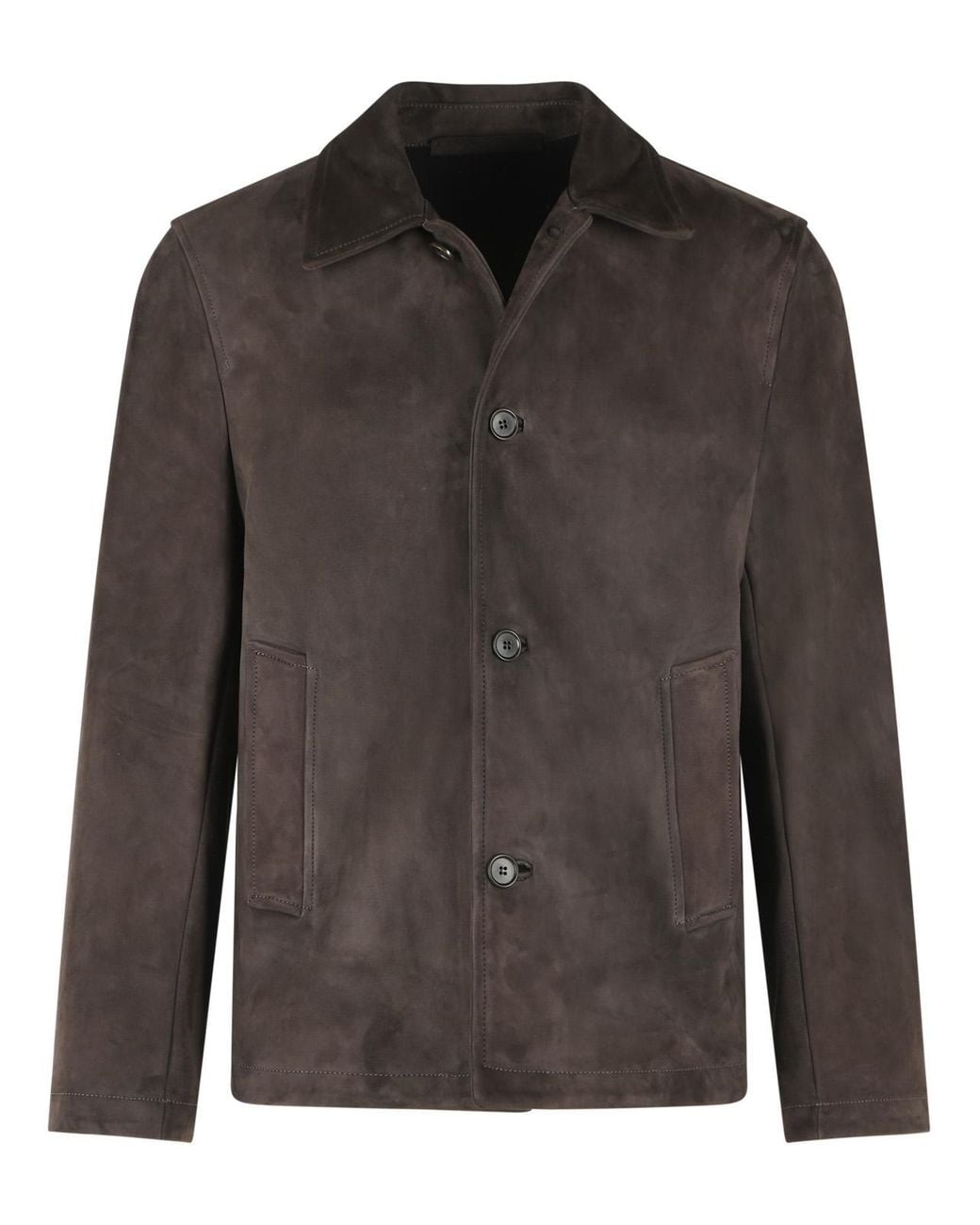 Salvatore Santoro Gray Dark Suede Jacket With Classic Shirt Collar And Button Closure for men
