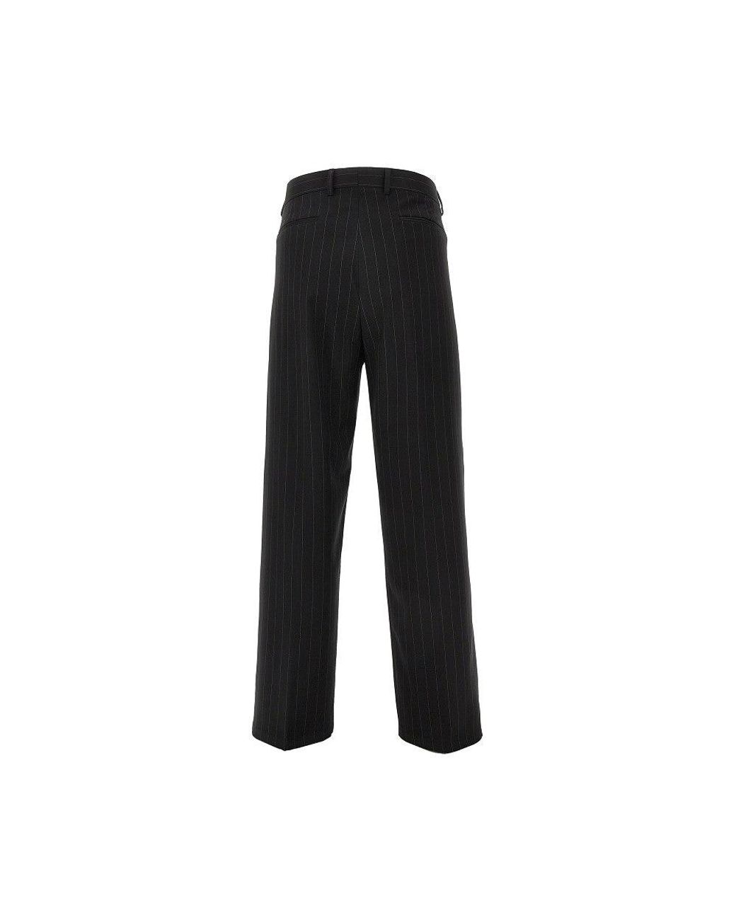 MARSĒM Black Pinstriped Twill Pants With Darts for men