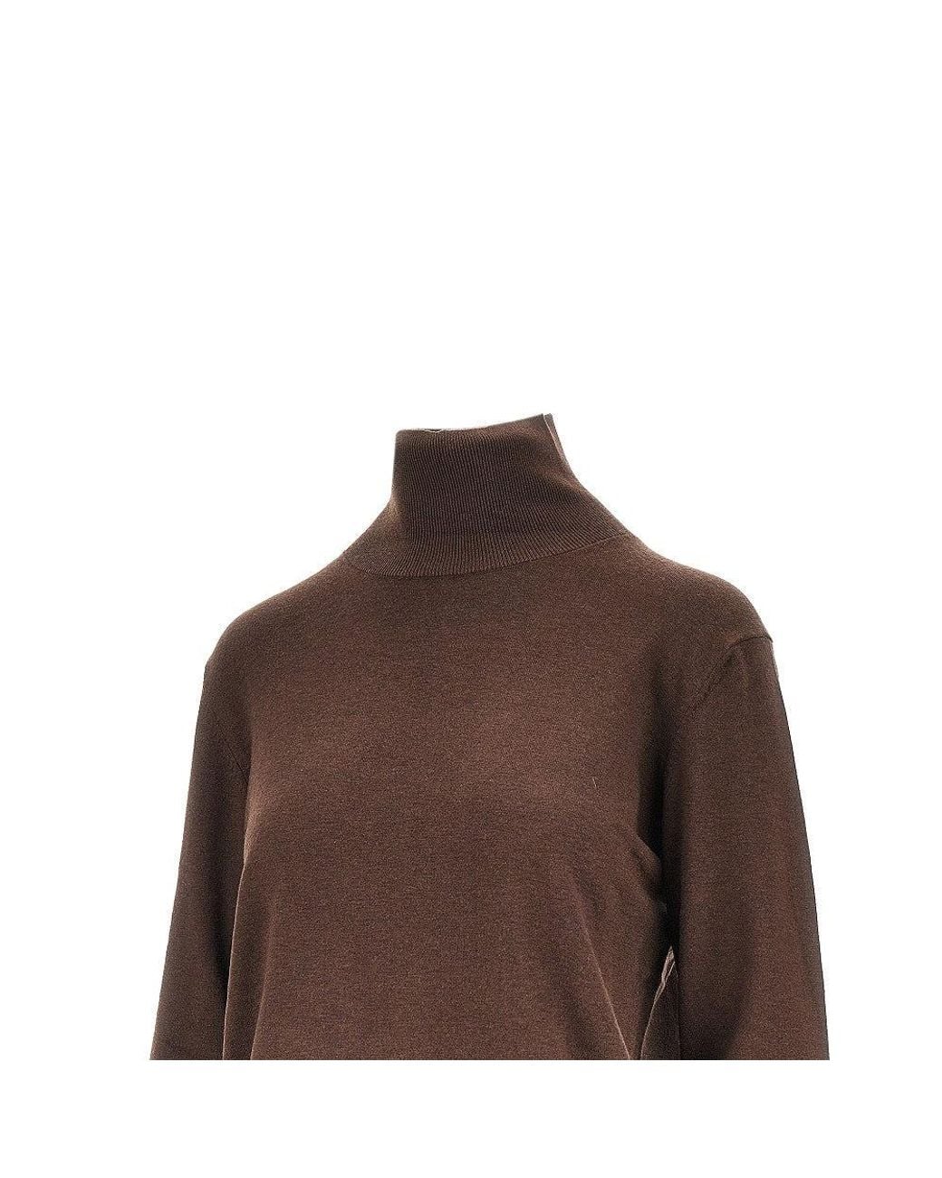 Weekend by Maxmara Brown Silk Wool Turtleneck
