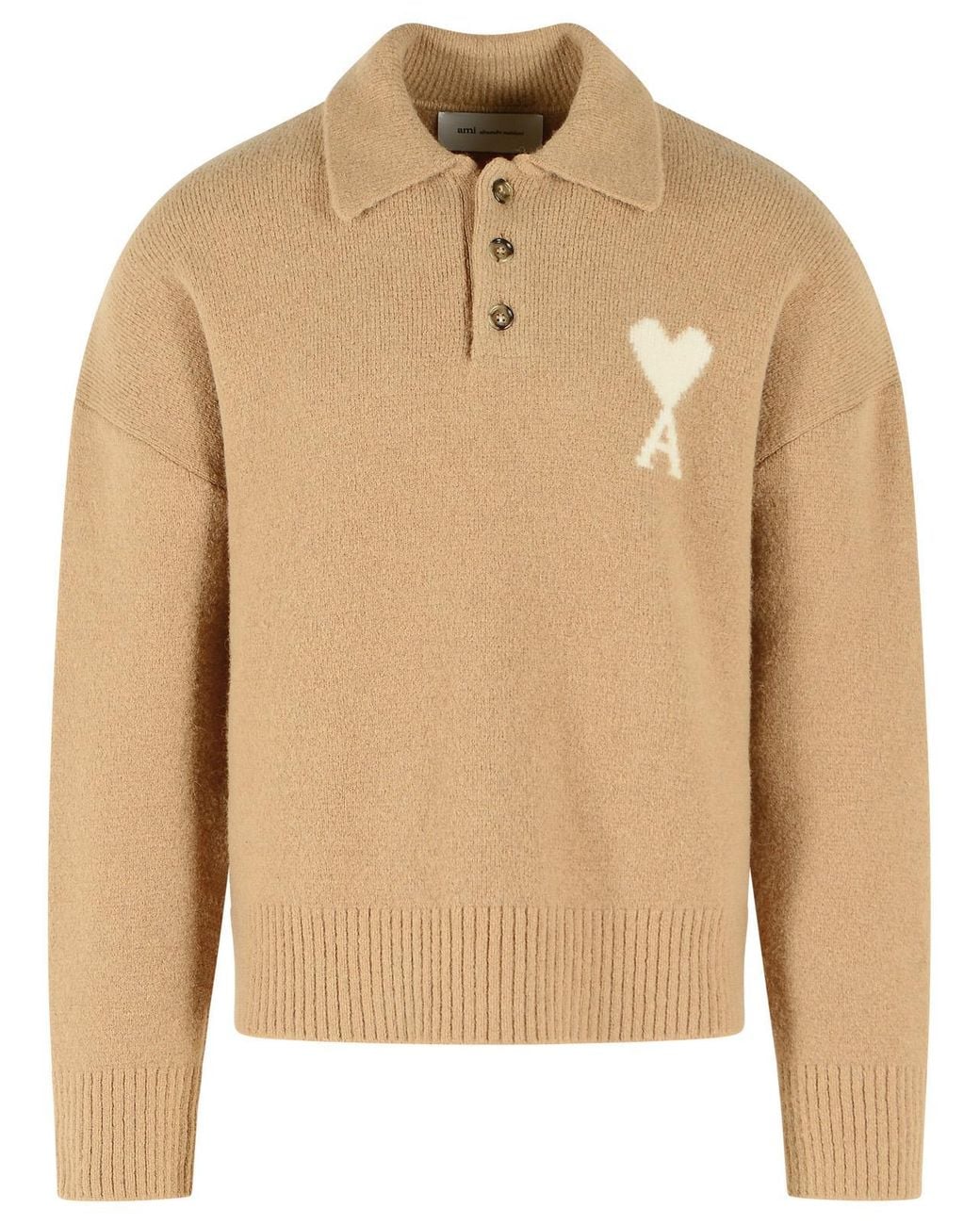 AMI Natural Ami De Cœur Polo Shirt Alpaca