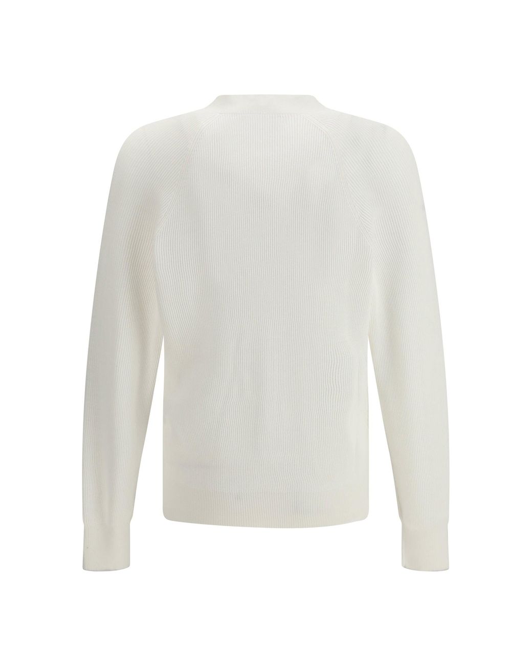 Brunello Cucinelli White Ribbed Cardigan for men