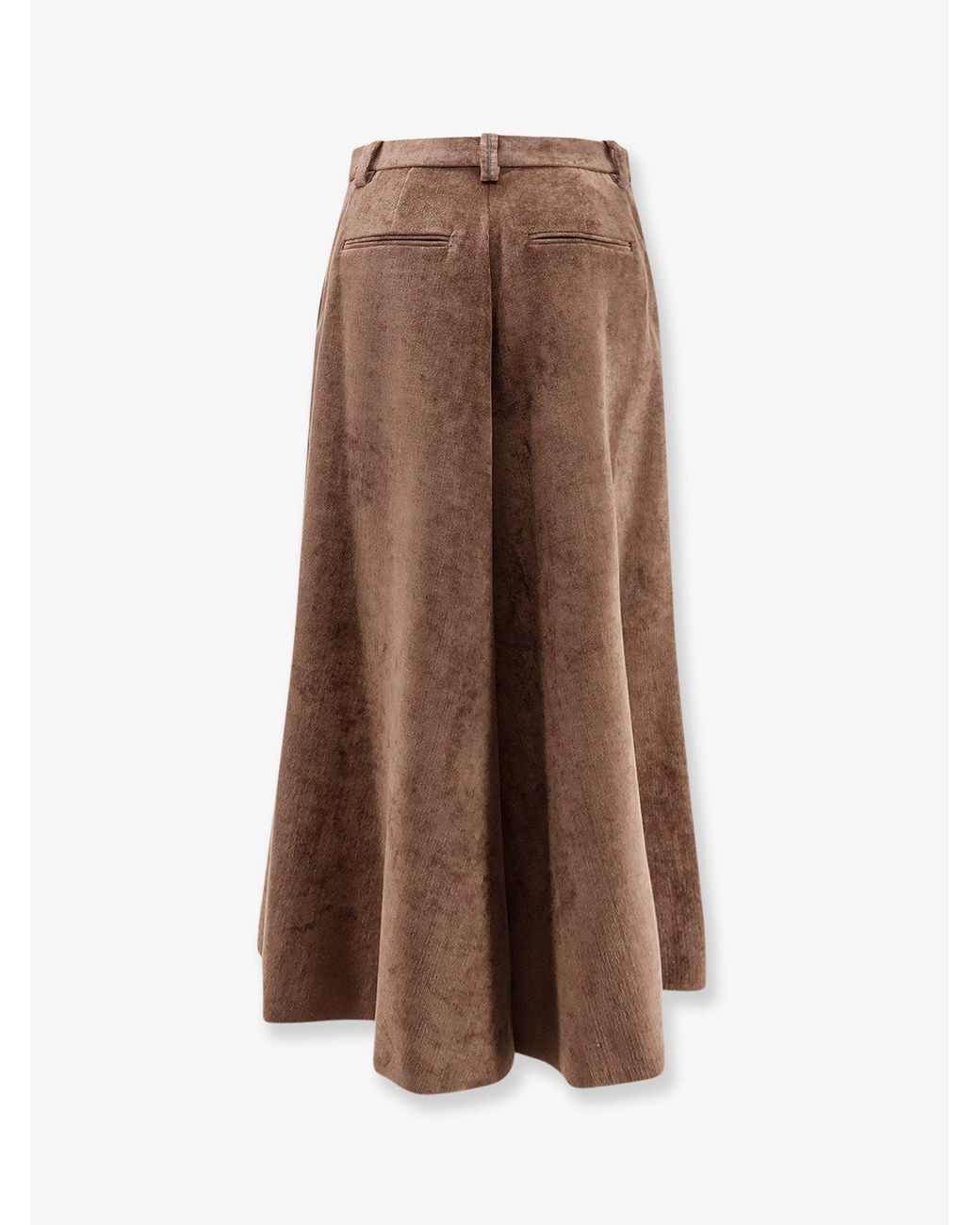 Brunello Cucinelli Brown Velvet Skirt With Monili Detail