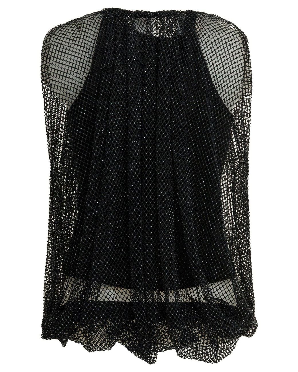 Max Mara Black Sleeveless Mesh Top Tops