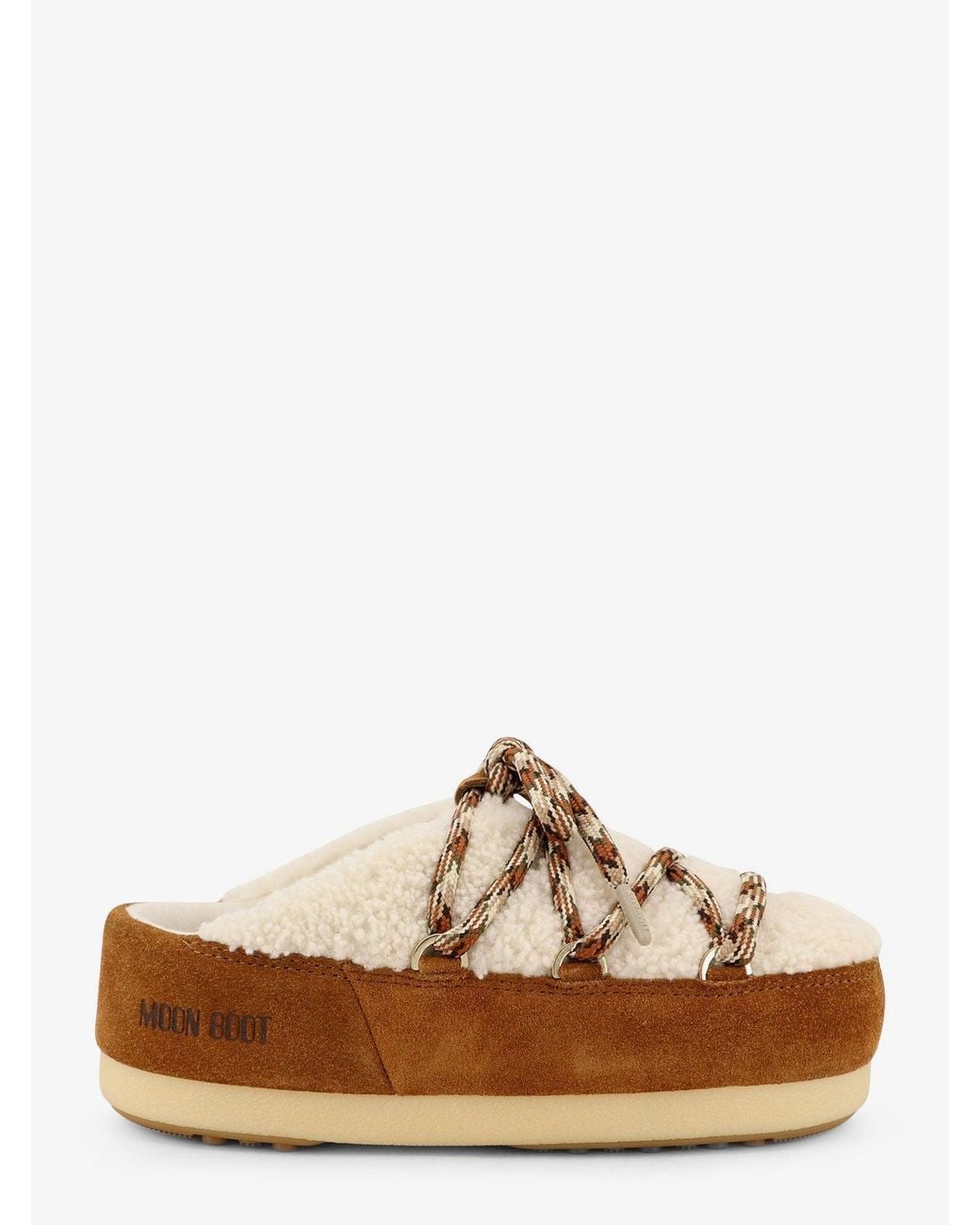 Moon Boot Brown Shearling And Suede Slip-On