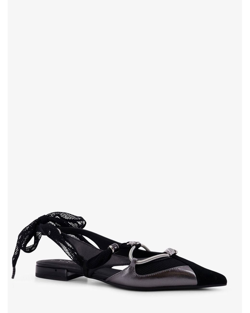 Pinko Black Gianira Leather Ballerinas With Suede Inserts
