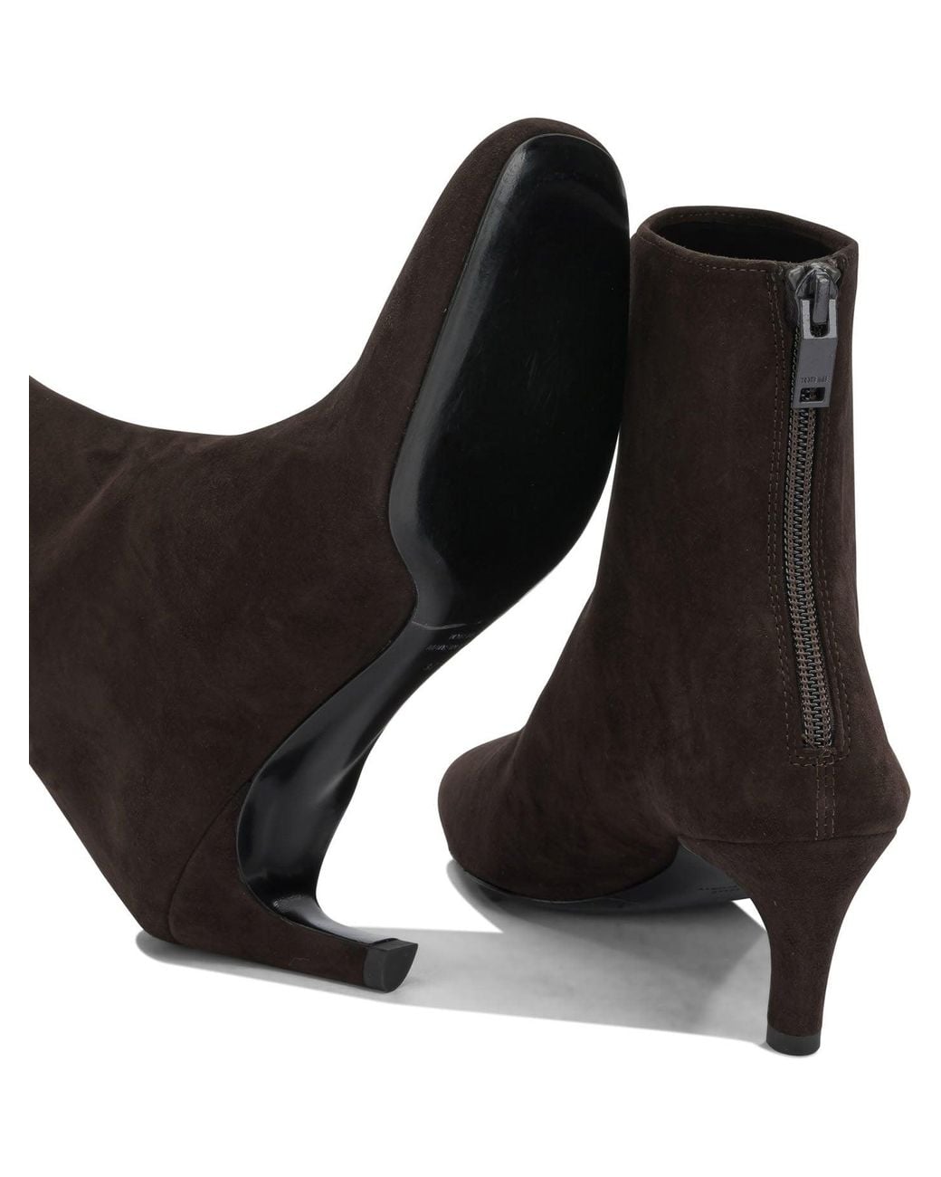 Totême Black Suede Ankle Boots With Zippers