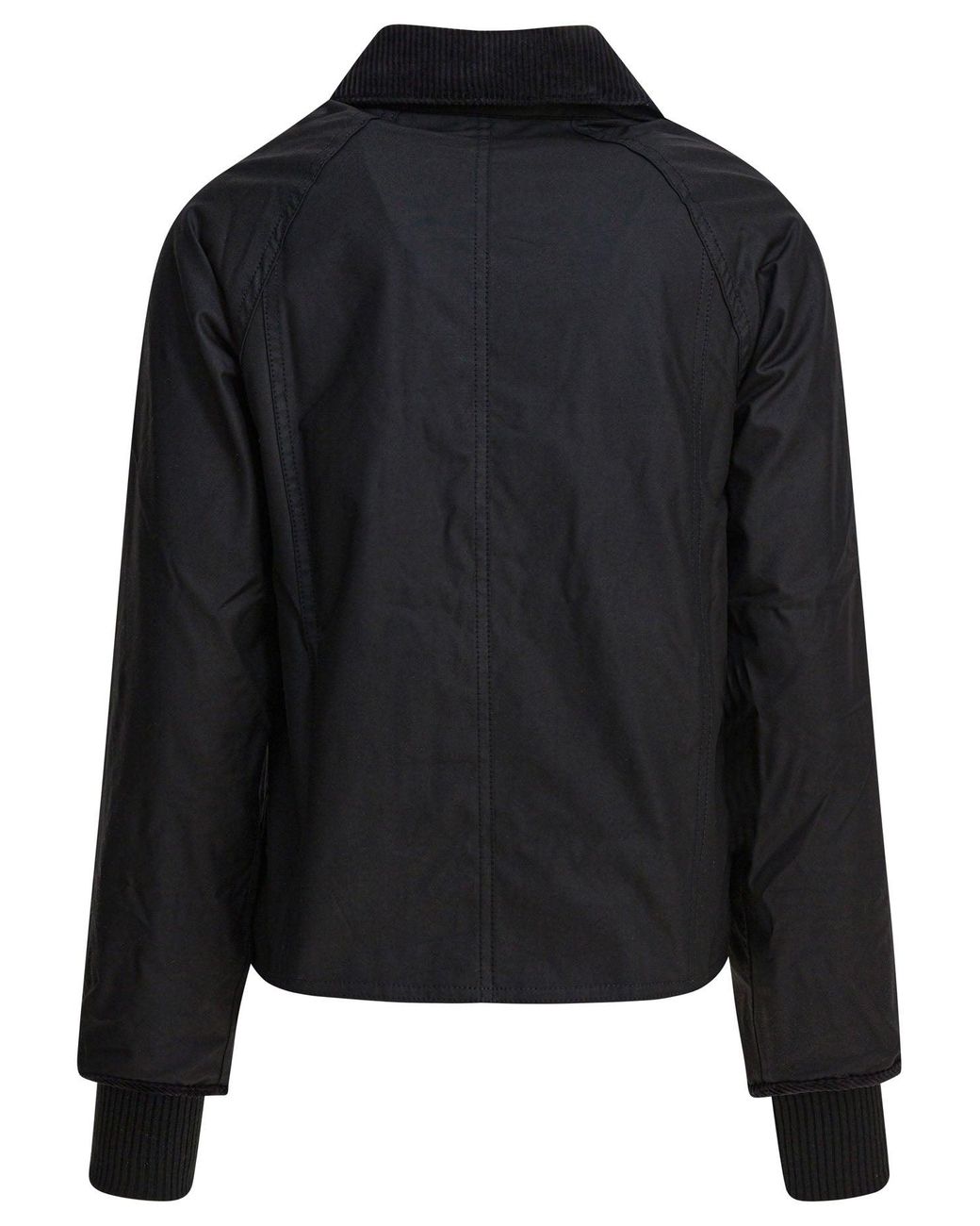 Barbour Black Beadnell Waxed Jacket With Crop Cut