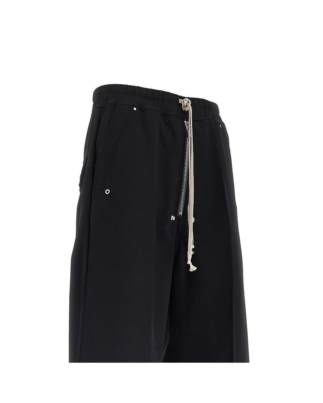 Rick Owens Black Wool Canvas Wide Bela Pants for men