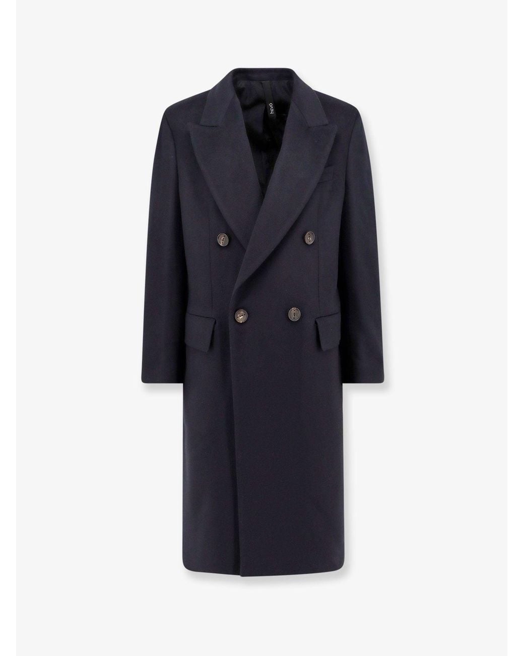Hevò Blue Cashmere Coat With Satin Lining for men