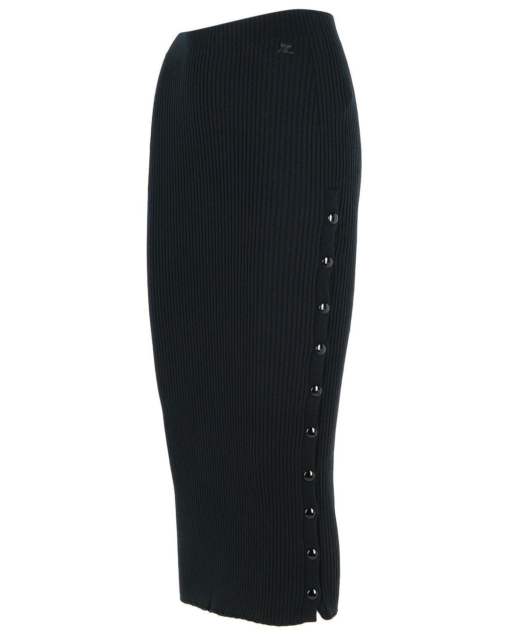 Courreges Black Merino Wool Blend Skirt