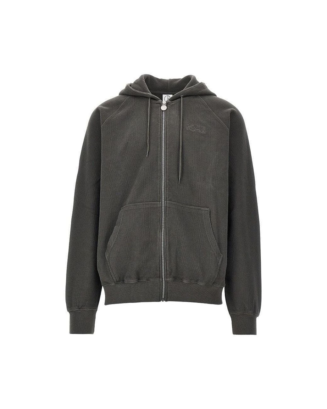 POLAR SKATE Gray Waffle Jersey Full-Zip Hoodie for men
