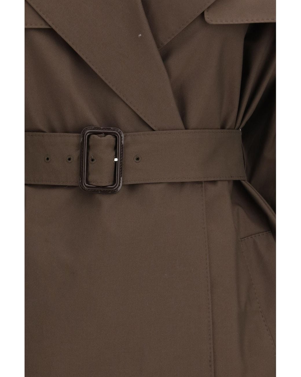 Max Mara Brown Trench Coat Double-Breasted Cotton-Blend & Raincoats
