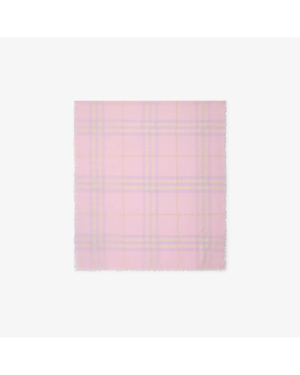 Burberry Pink Wide Wool Scarf With Check Pattern