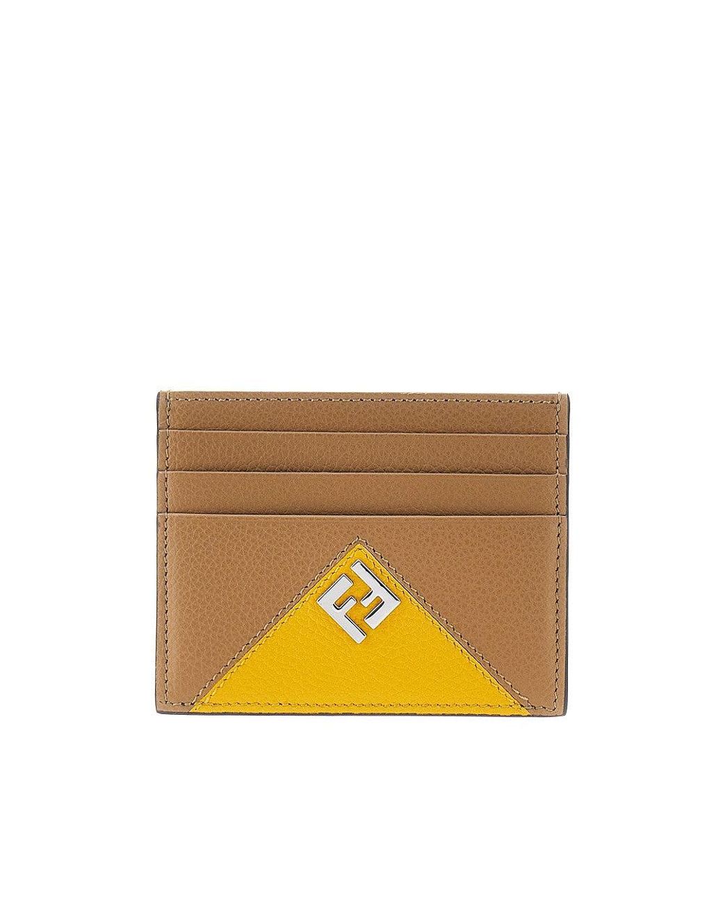 Fendi Orange Lui' Grained Leather Cardholder for men