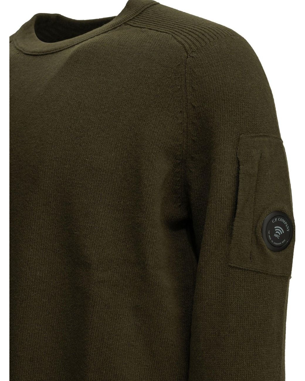 C P Company Green Lens Crew-Neck Sweater for men