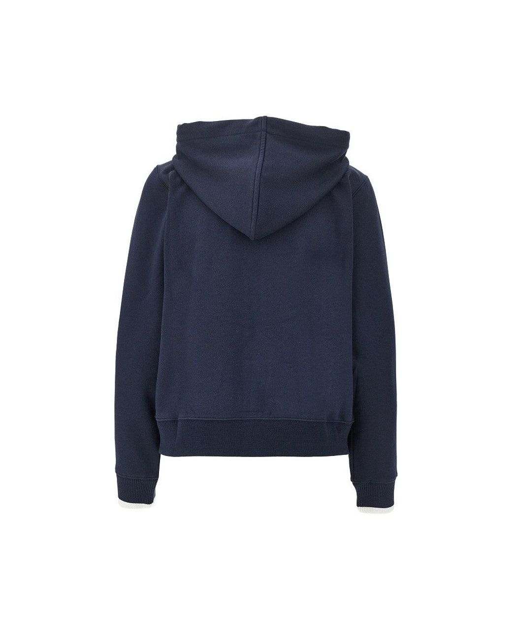 EA BODYWEAR Blue Logo Embroidery Full-Zip Hoodie