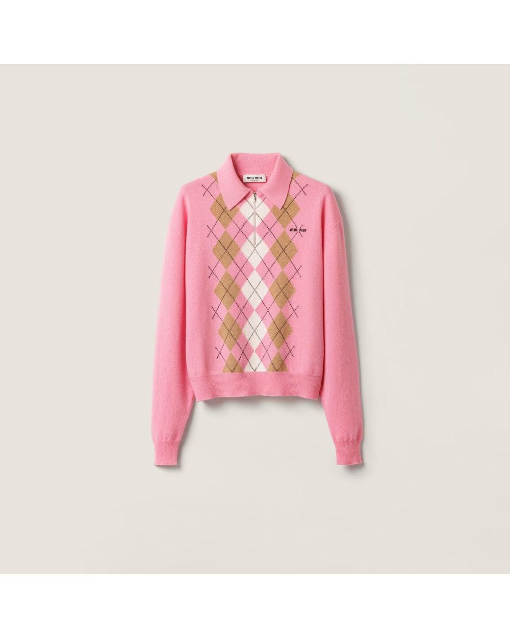 Miu Miu Pink Cashmere Polo Shirt
