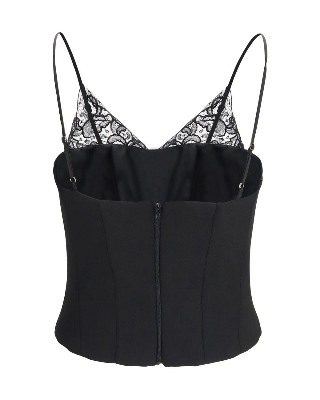 Nissa Black Wool-Blend Lace Top
