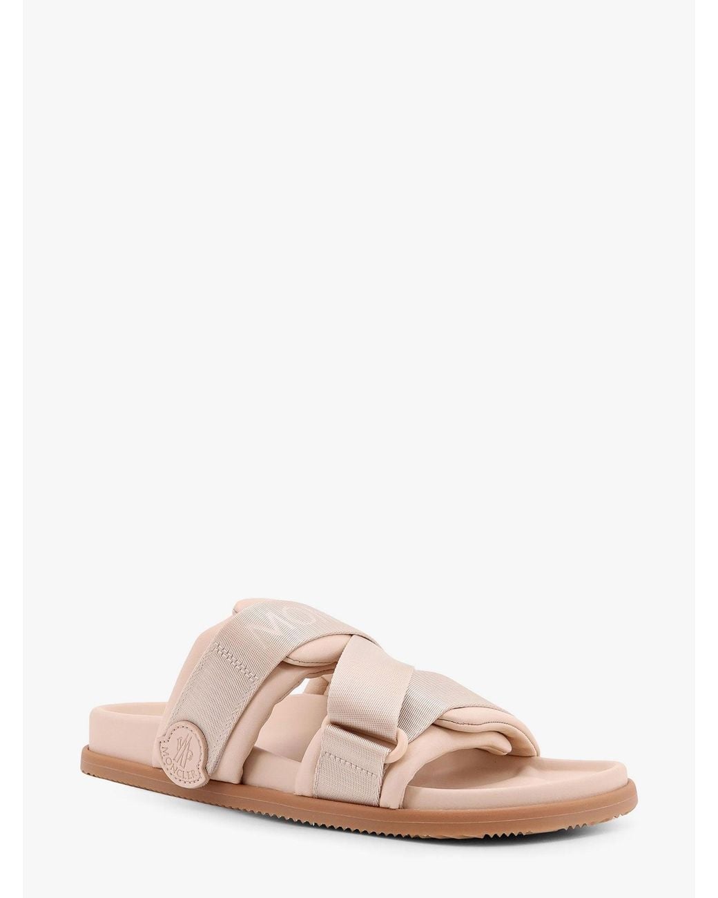 Moncler Pink Mon Summer Leather Sandals With Nylon Details