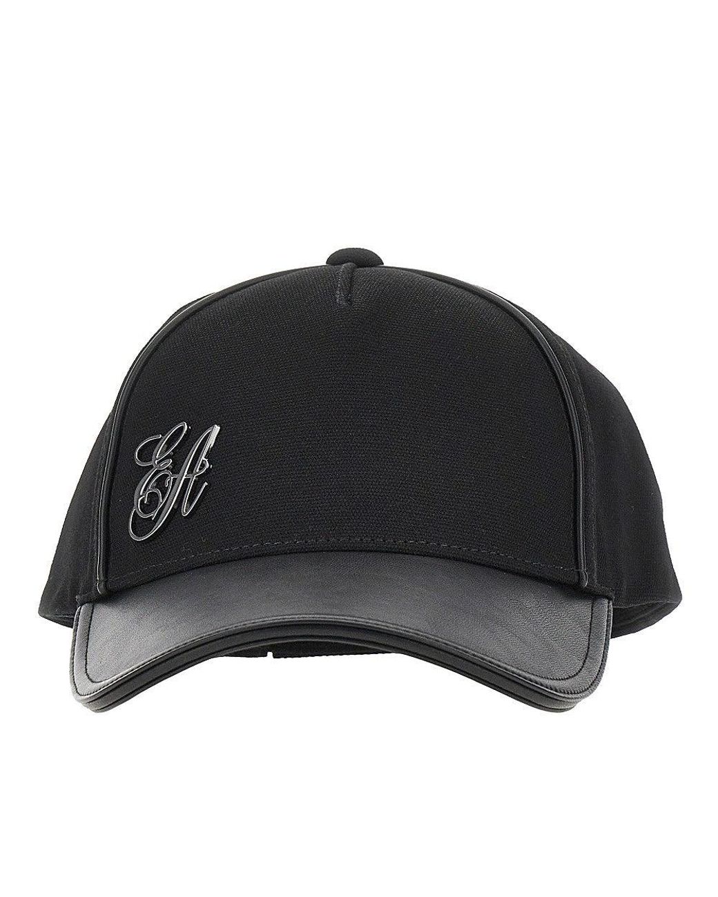Emporio Armani Black Canvas Baseball Cap With Ea Logo