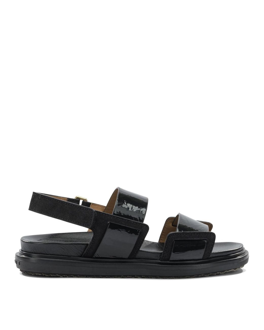 Marni Black "Fussbett" Leather Sandals