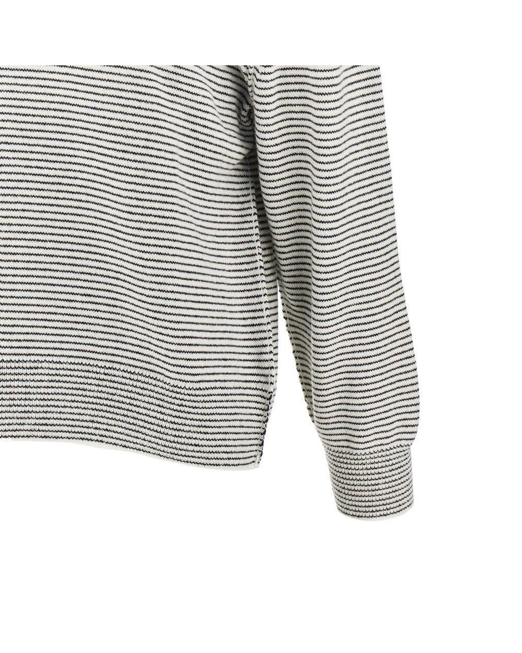 mfpen Gray Striped Wool Sweater With Collar for men