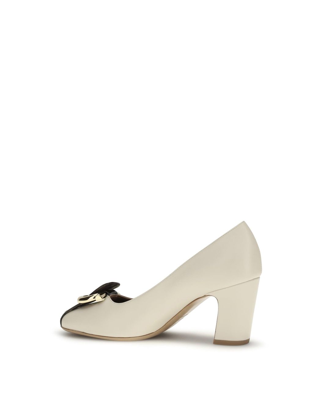 Ferragamo White Leather Pumps