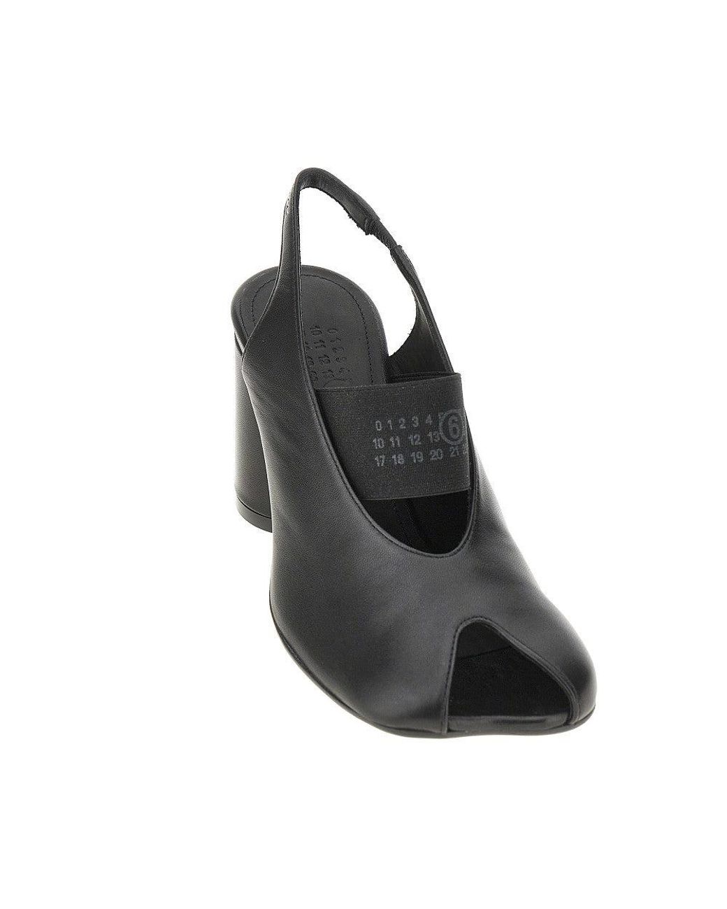 MM6 by Maison Margiela Black Leather Anatomic Numeric Slingback Pumps 38