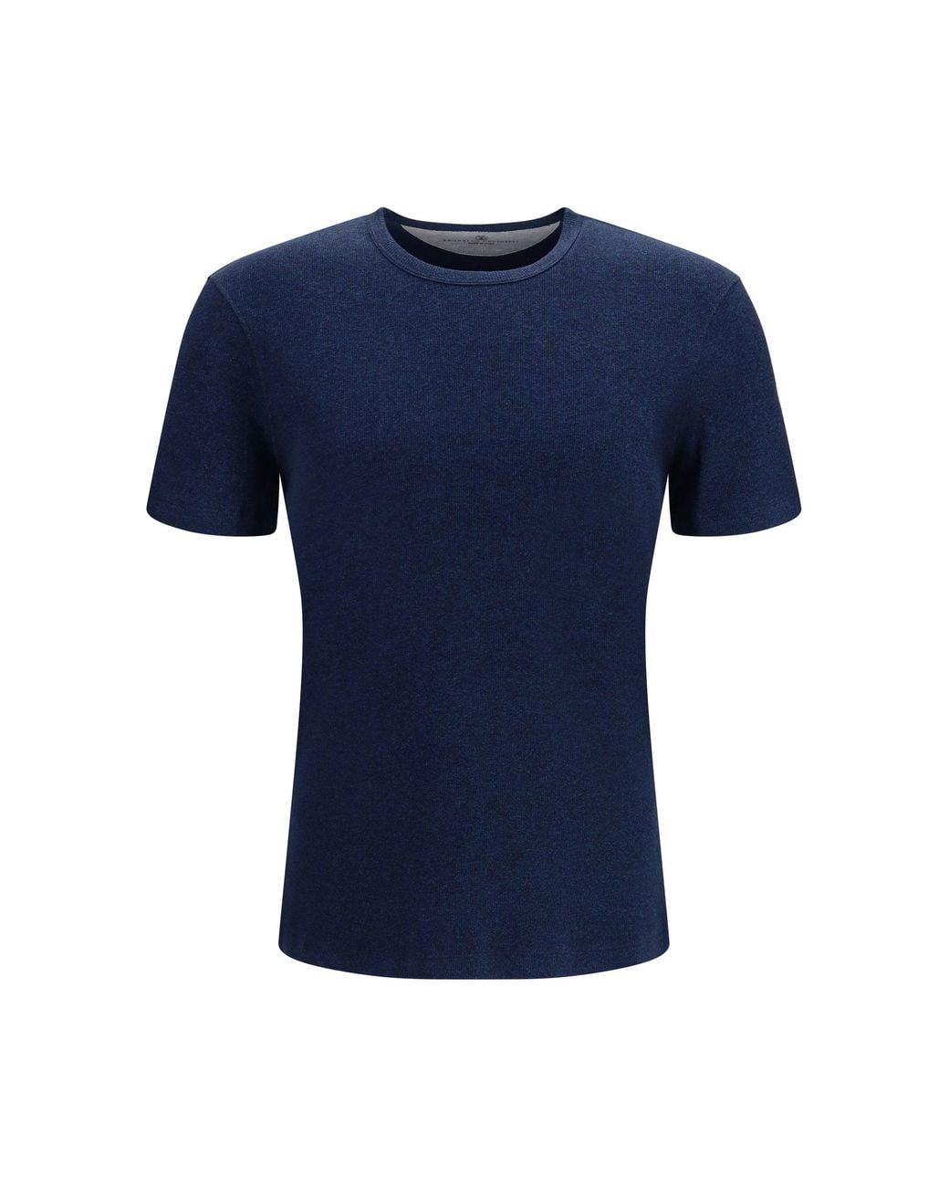 Brunello Cucinelli Blue Denim-Effect Ribbed Cotton T-Shirt for men