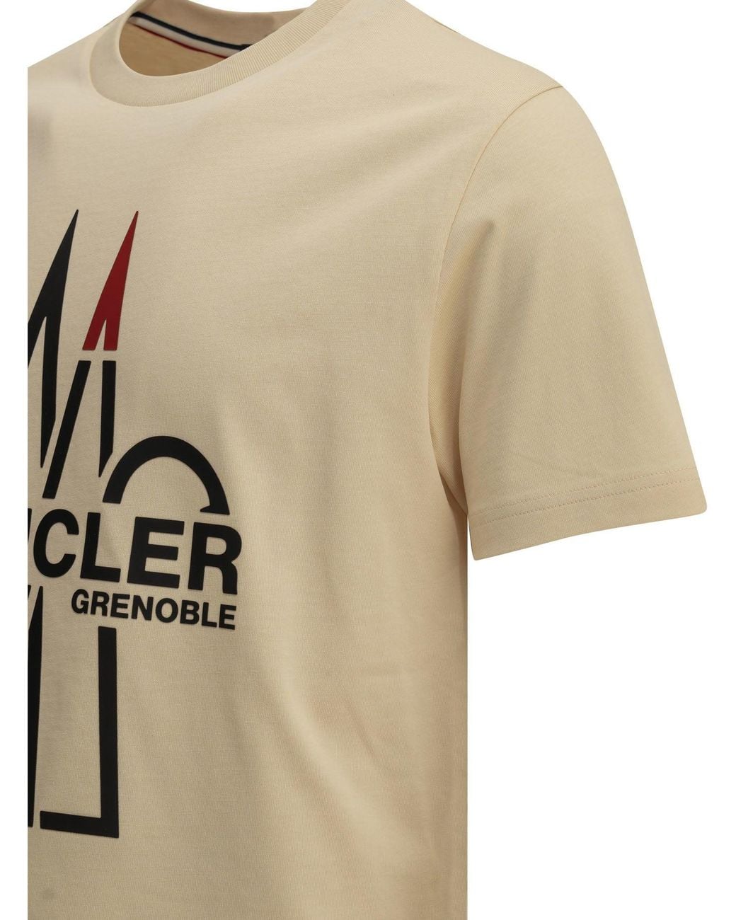 Moncler Natural Crewneck T-Shirt With Logo for men