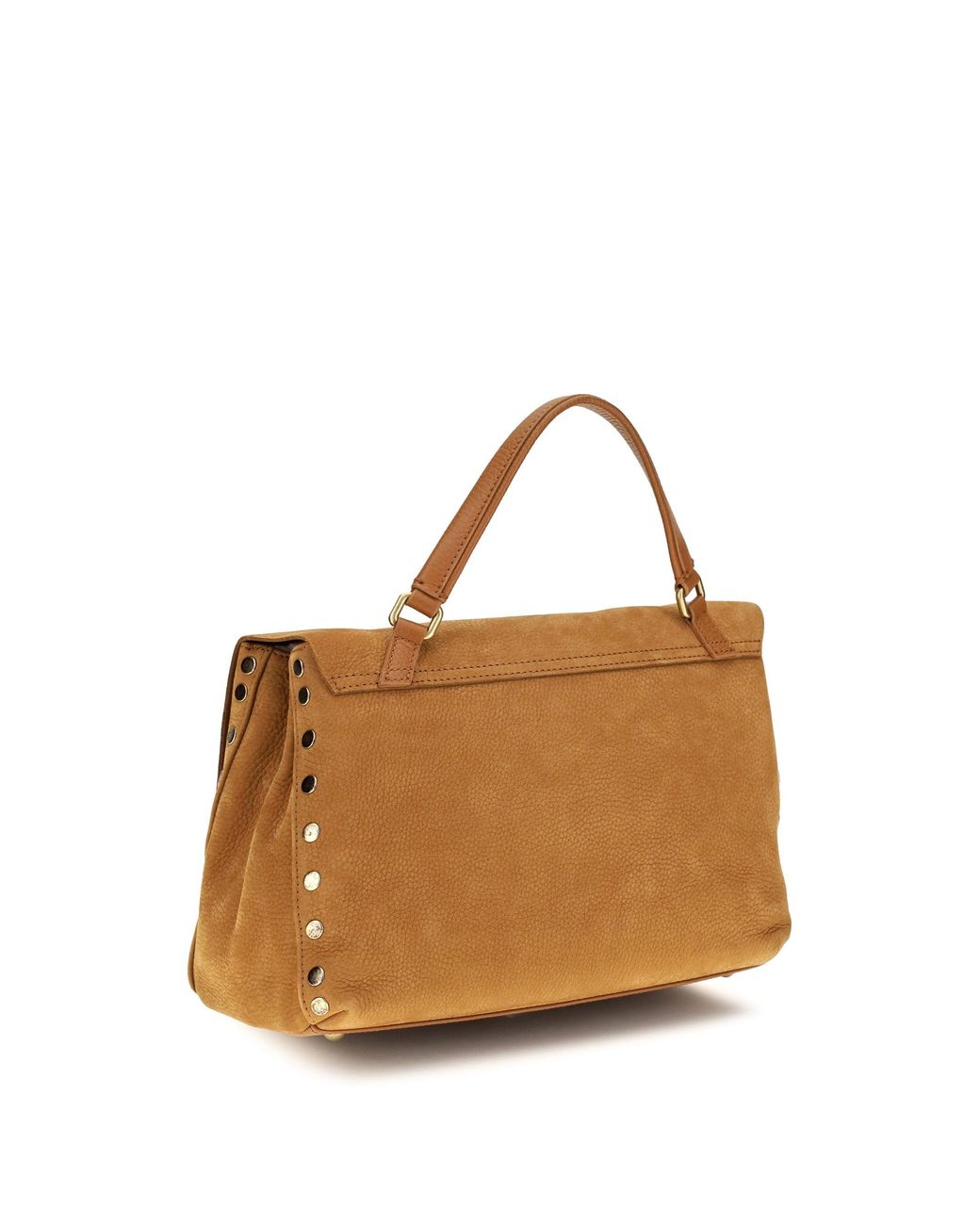Zanellato Metallic Postina Jones Suede Top Handle Bag Brandy