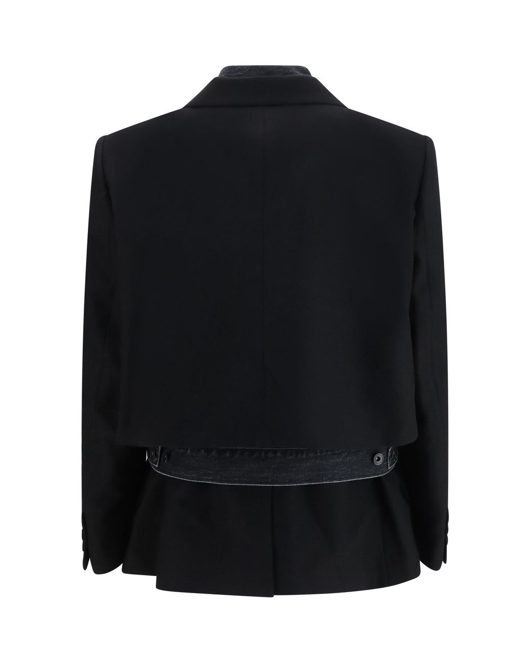 Sacai Black Wool Flannel And Denim Jacket
