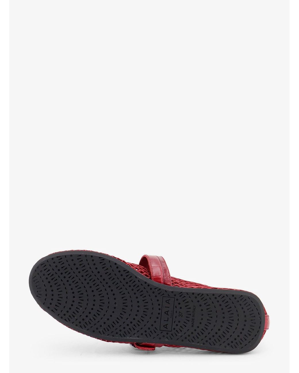 Alaïa Red Flat Leather Ballerinas