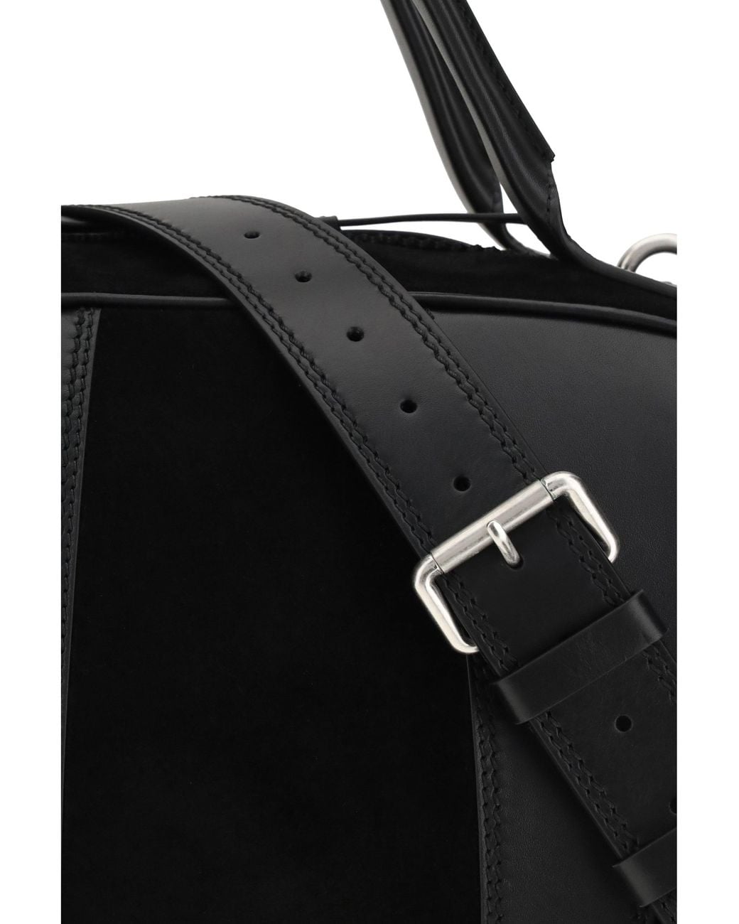 Dries Van Noten Black Leather Travel Bag for men