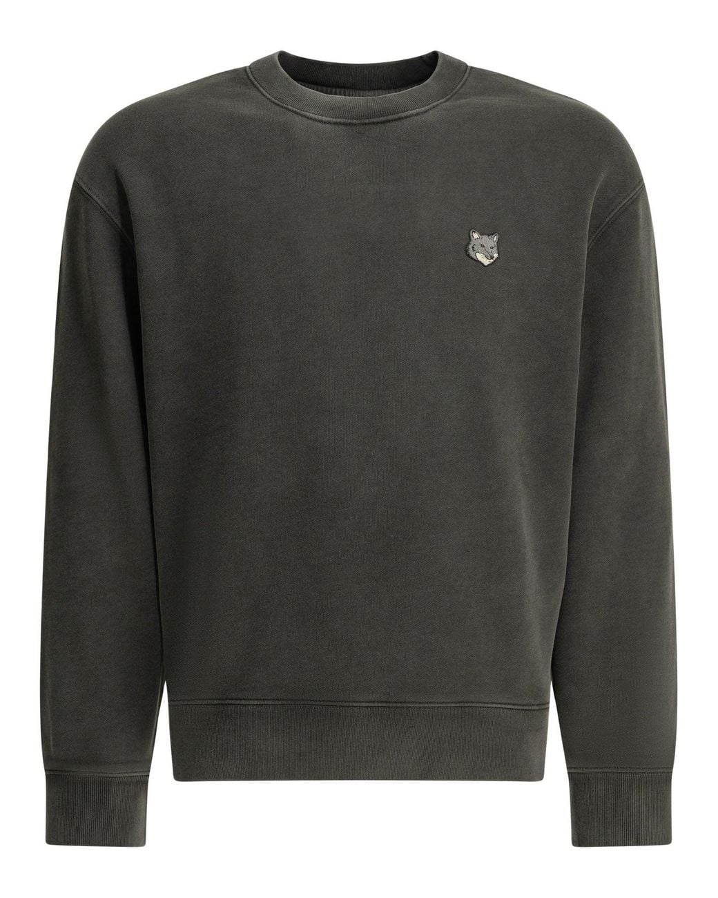 Maison Kitsuné Gray Fox Head Faded Crew Neck Sweatshirt for men