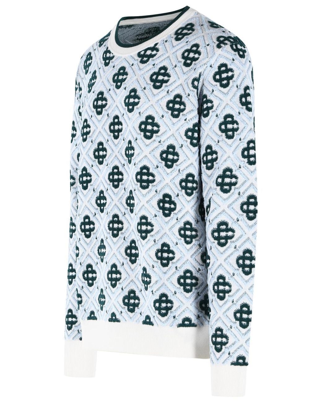 Casablanca Blue 'Monogram' Multi Wool Sweater for men