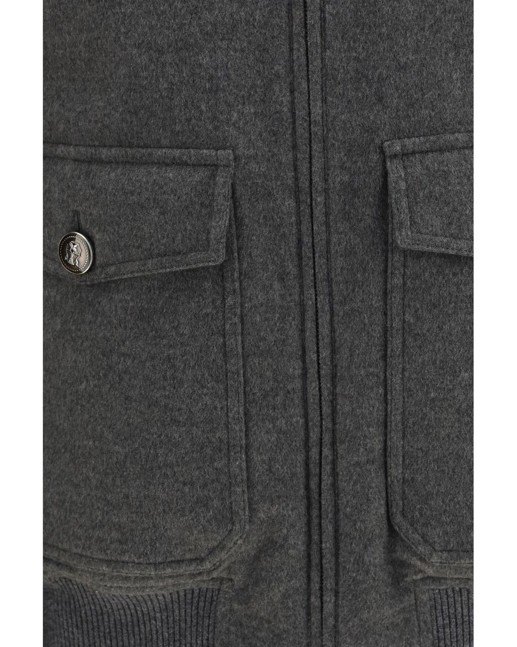 Brunello Cucinelli Gray Membrane Finished Cashmere Beaver Bomber for men