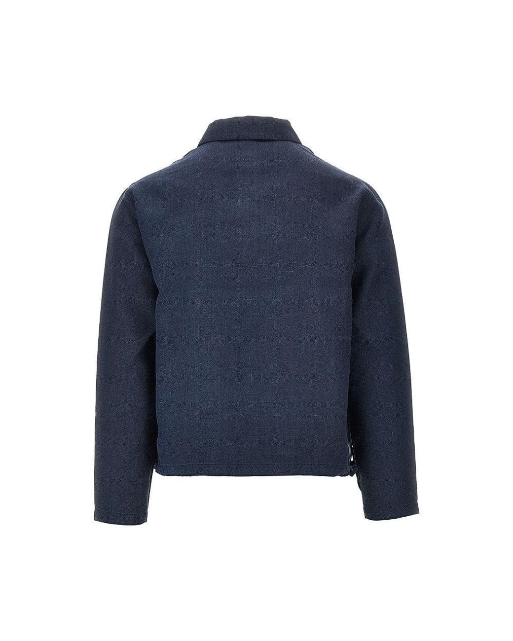 Arte' Blue Linen Qur-Zip Pullover for men