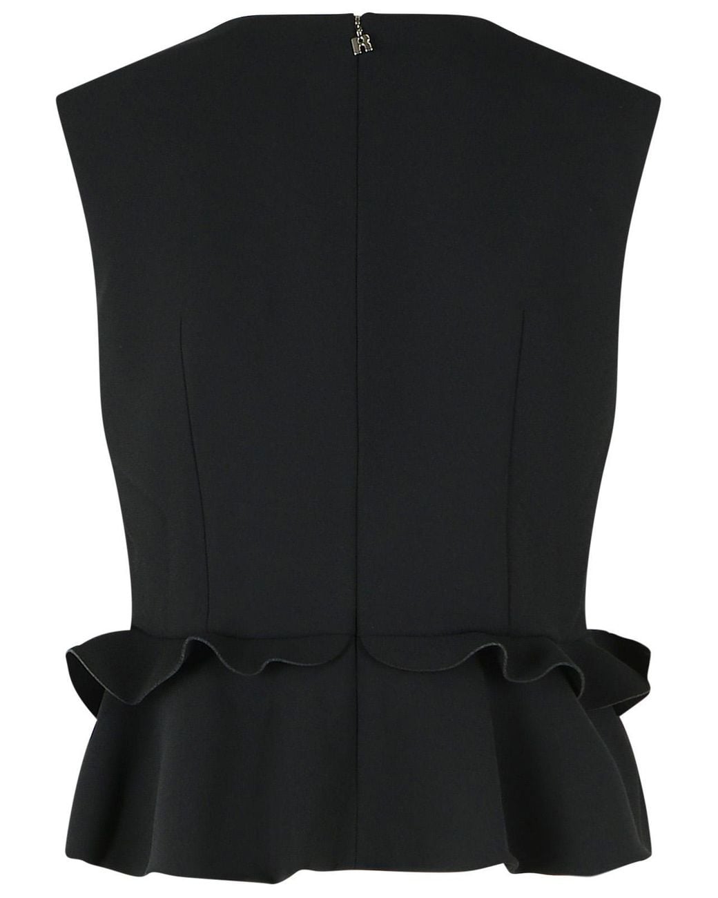 ROTATE BIRGER CHRISTENSEN Black Peplum Floral Detail Top
