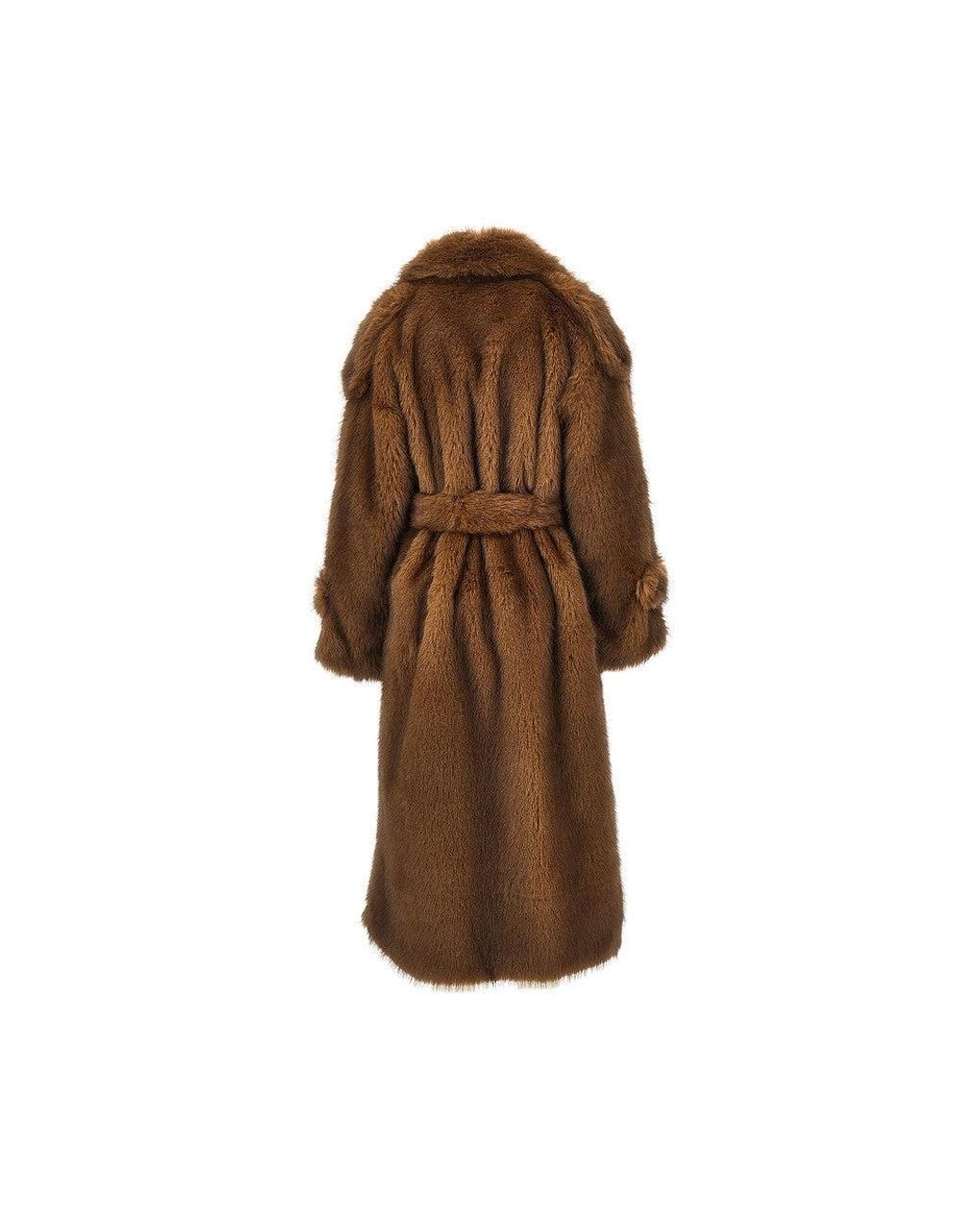BB COUTURE Brown 'Farrah' Faux Fur Long Trench Coat