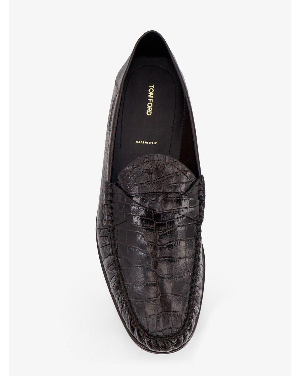 Tom Ford White Crocodile-Print Leather Loafers for men