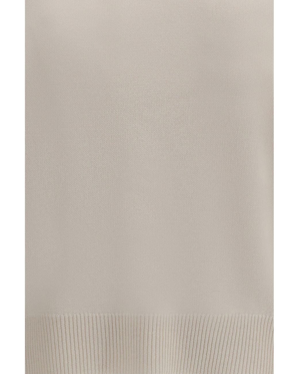 Brunello Cucinelli White Cashmere Crewneck Sweater