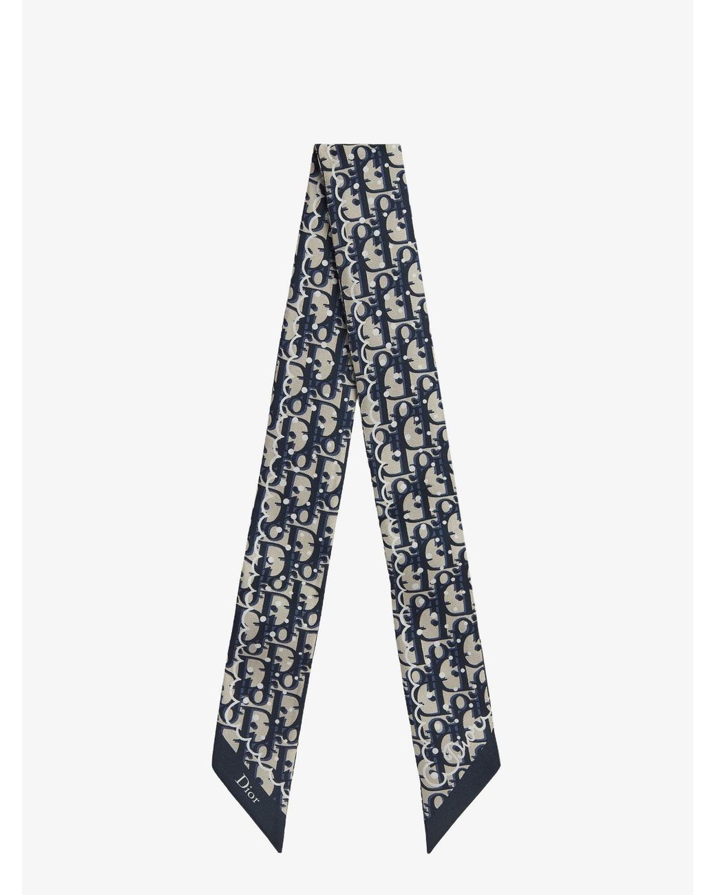 Dior White Silk Scarf Polka Oblique